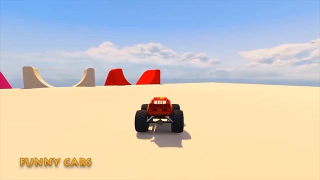 GTA 5 Super MEGA Stunt Monster McQueen Cars 3 Tow Mater Miss Fritter and Thomas Train смотреть онлайн
