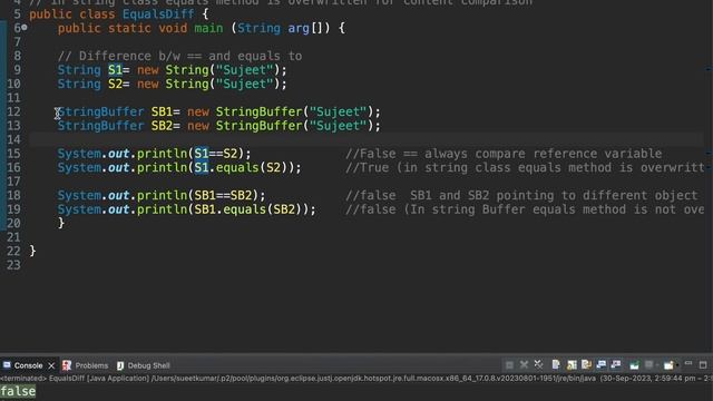 Difference between equals and == in Java | Difference between String and StringBuffer смотреть онлайн