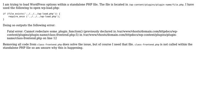 Wordpress: wp-load.php redeclares classes смотреть онлайн