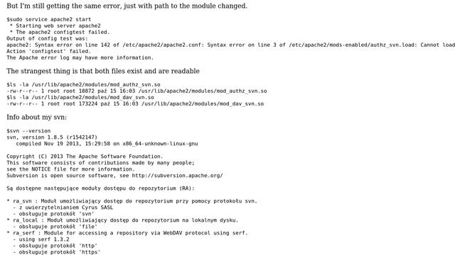 DevOps & SysAdmins: Can't start apache2.4 after upgrading subversion to 1.8.5 смотреть онлайн