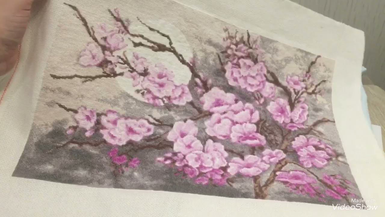 Вышивка крестом, мои продвижения, финиш Сакура Золотое руно, покупка равномерки смотреть онлайн