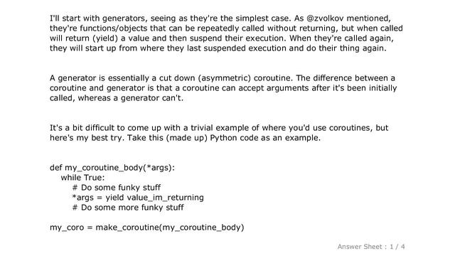 PYTHON : Coroutine vs Continuation vs Generator смотреть онлайн