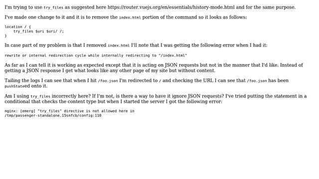 DevOps & SysAdmins: Issue with JSON request when using try_files смотреть онлайн