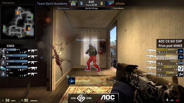 Team Spirit Academy vs eSuba | Game 1 | Playoff AOC CS GO CUP смотреть онлайн