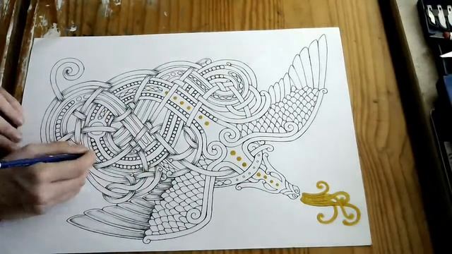 Norse/Celtic Knotwork - Timelapse Drawing + gilding смотреть онлайн