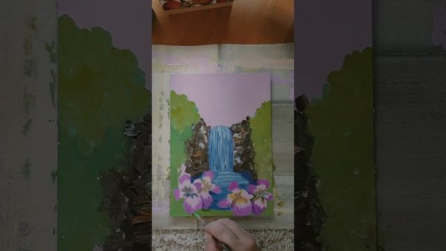 Как нарисовать водопад для начинающих акриловыми красками или гуашью смотреть онлайн