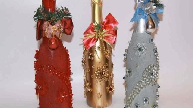 украшение бутылок на новый год своими руками смотреть онлайн