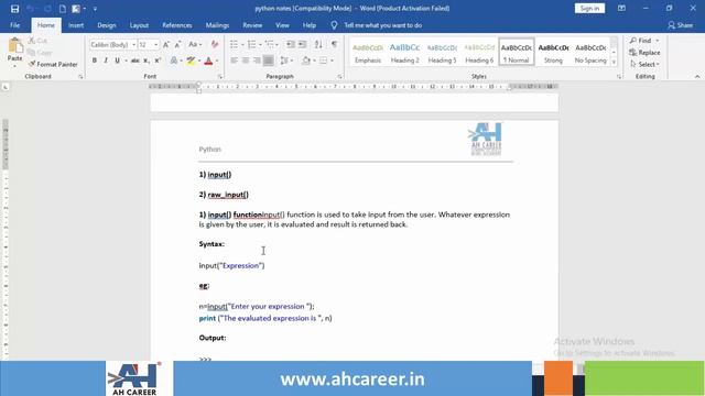 AHCAREER Online Python Course Input Output смотреть онлайн