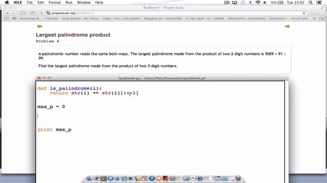 Project Euler Problem 4 Python смотреть онлайн