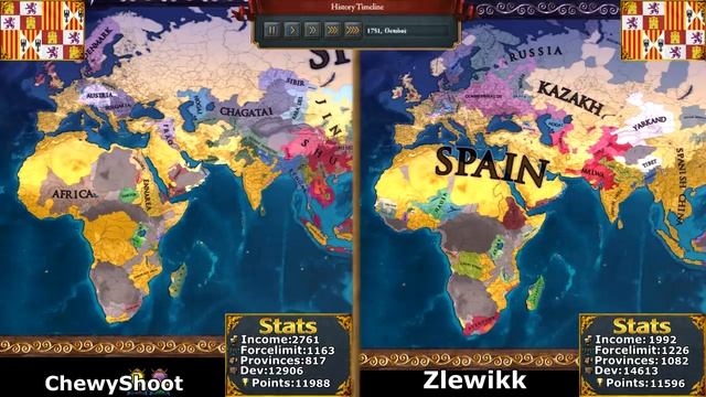 [EU4] Double Timelapse - Castile - ChewyShoot vs Zlewikk смотреть онлайн