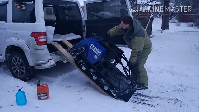 Погрузка и выгрузка мотобуксировщика "Мужик" в УАЗ Патриот! смотреть онлайн