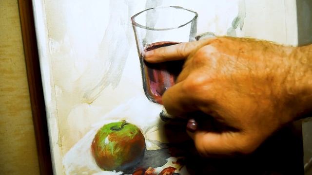 Oil pastel/ Рисую натюрморт масляной пастелью по акварельному подмалевку. смотреть онлайн
