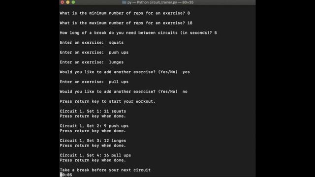 Circuit Trainer - Python Command Line App смотреть онлайн