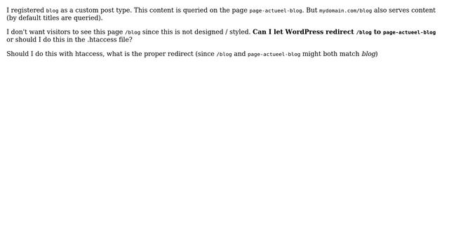 Wordpress: redirect automatic page that serves custom posttype content смотреть онлайн