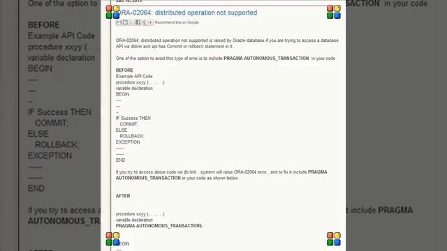 ORA-02064: distributed operation not supported смотреть онлайн