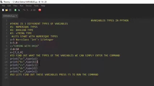 PYTHON(THONNY EDITOR)__VARIABLES__TYPES__PART1//ARABIC CAPTIONS INCLUDED смотреть онлайн