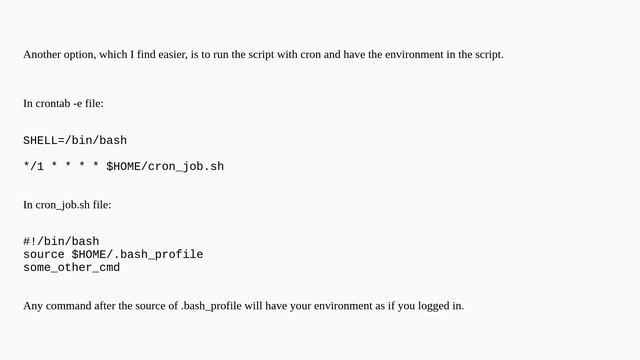 How can I run a cron command with existing environmental variables? смотреть онлайн