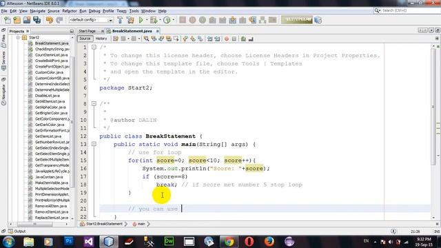 Using Break Statement in Java Netbeans смотреть онлайн