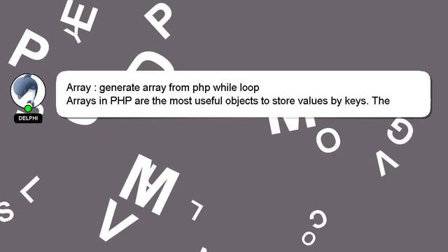 Array : generate array from php while loop смотреть онлайн