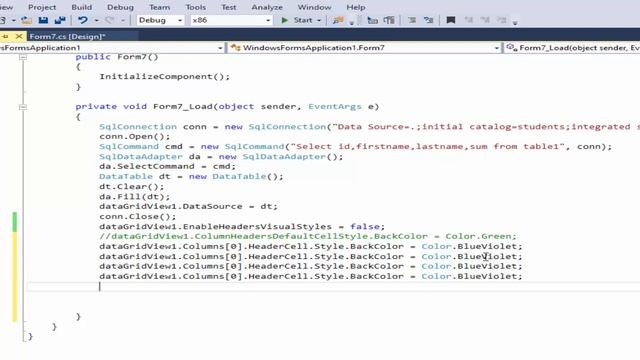 How to change background datagridview header and columns in C# смотреть онлайн