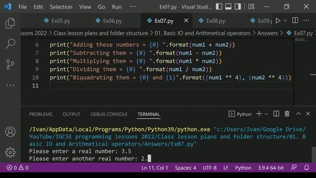 Python for beginners #2 ANSWERS Basic IO and Arithmetical operations part 1 of 2 @csWithIvanLopez смотреть онлайн