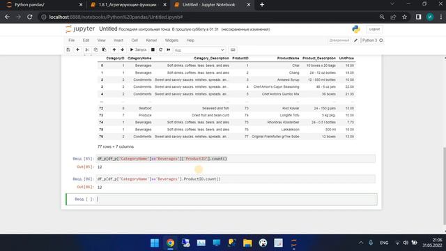 13. Агрегирующие функции count max min mean | Pandas | Python смотреть онлайн