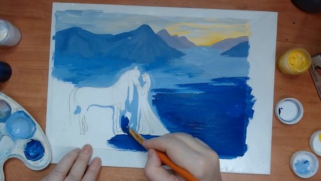 Волшебная сказка. Рисунок гуашевыми красками. смотреть онлайн