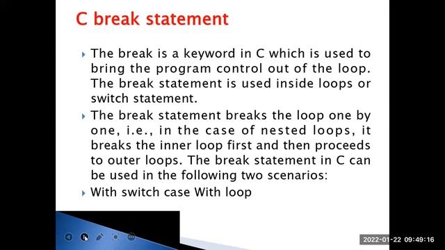 break,continue ,goto statement in c смотреть онлайн