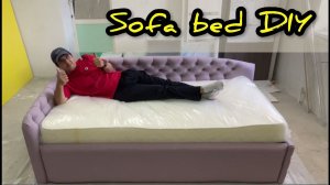 Кровать-софа с подъемным механизмом в каретной стяжке своими руками