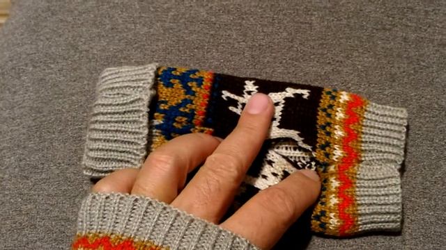 Warmer Knitted Deer Splicing Fingerless Gloves - GRAY смотреть онлайн