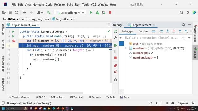 Java Program to Find the Largest Element in an Array | IntelliSkills Java Tutorial смотреть онлайн