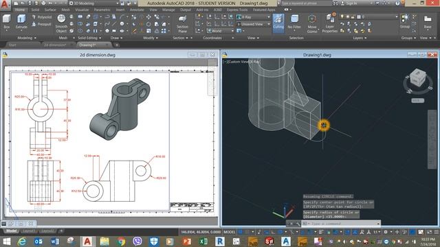 Mechanical exercise | Autocad 2018 | Dynamic UCS смотреть онлайн