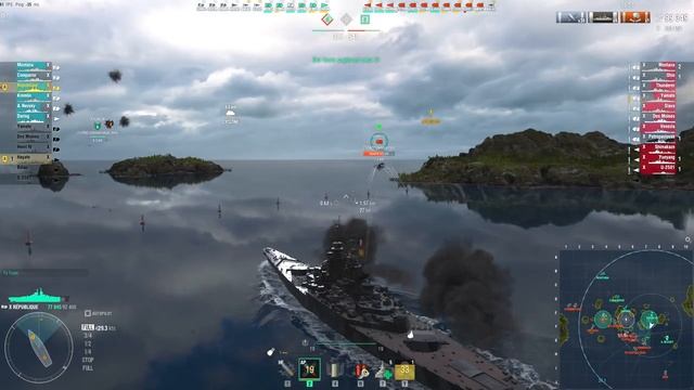 Battleship République: BOSS play on map Sea of Fortune - World of Warships смотреть онлайн
