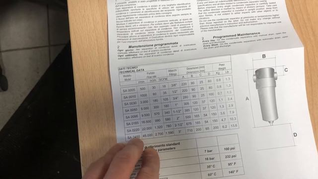 Сепаратор циклонного типа OMI SA0165 сжатого воздуха компрессора смотреть онлайн