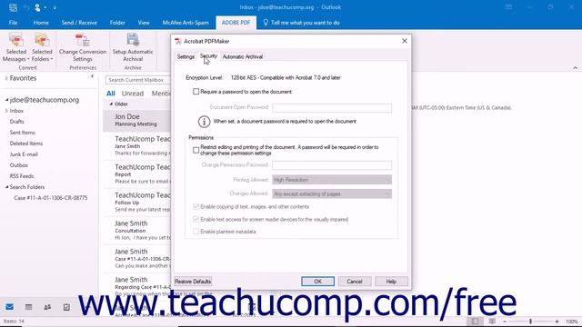 Acrobat Pro DC PDF Settings & Automatic Archival in Outlook- Adobe Acrobat Pro DC Training Tutorial смотреть онлайн