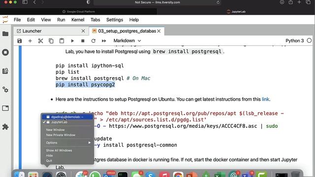 Setup Postgres Database on Ubuntu VM - Jupyter Lab and Postgresql смотреть онлайн