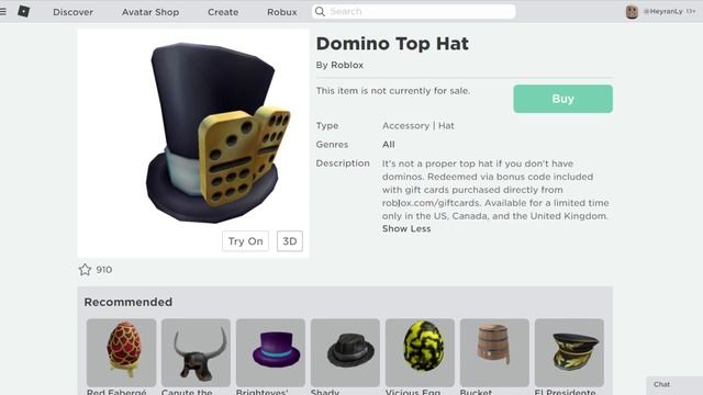 Roblox How To *GET* Domino Top Hat!? | Roblox Gift Card Items 2021 смотреть онлайн