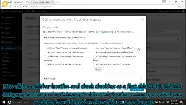 How to add different sidebar on different pages + posts + categories in wordpress -2017 смотреть онлайн