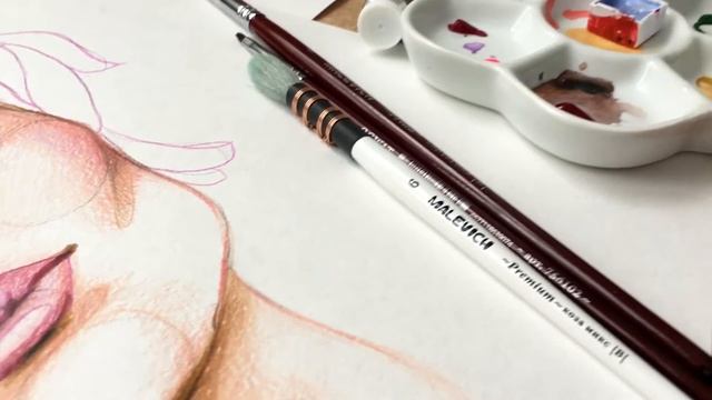 КАК НАРИСОВАТЬ ПОРТРЕТ АКВАРЕЛЬЮ ? ВЫКРАСКА РОЗОВЫХ ОТТЕНКОВ MALEVICH смотреть онлайн