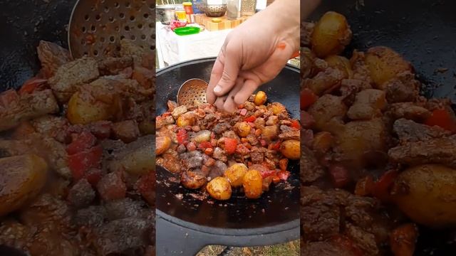 Картофель с мясом.В казане на костре.Хорциани.Невероятно вкусное Грузинское блюдо. смотреть онлайн