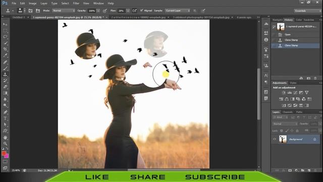 #62 How to use CLONE STAMP TOOL in Photoshop in Hindi part 2 | photoshop tools Tutorials Beginners смотреть онлайн