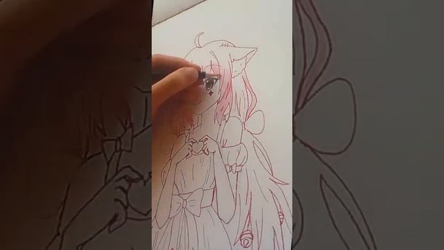 Рисуем аниме девушку с розовыми волосами|Draw anime girl with pink hair #Shorts смотреть онлайн