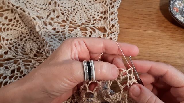 Скатерть крючком из квадратных мотивов. Обвязка (4 и 5 ряд)