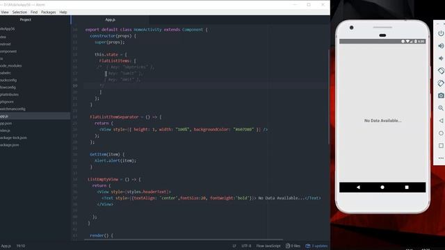 React Native Show Message For Empty FlatList смотреть онлайн