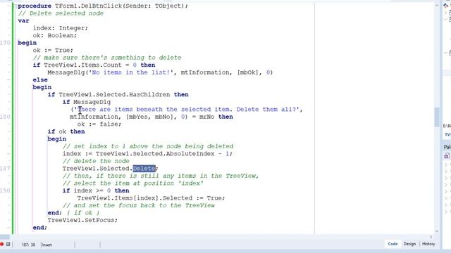 Delphi TreeView Programming Deleting Nodes смотреть онлайн