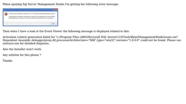 SQL Server 2012 - The application has failed to start because its side-biy-side configuration is... смотреть онлайн