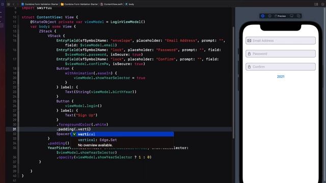 Combine Form Validation SwiftUI смотреть онлайн