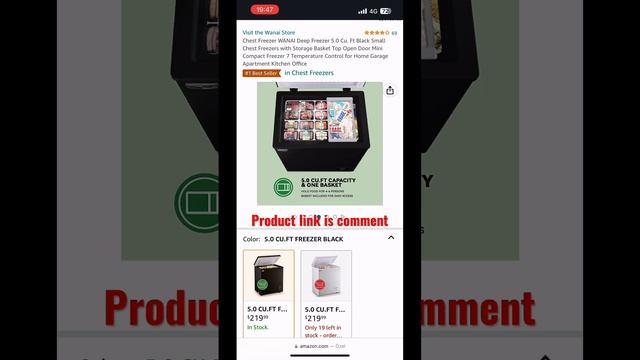 Chest Freezer WANAI Deep Freezer 5.0 Cu. Ft Black Small Chest Freezers with Storage Basket смотреть онлайн