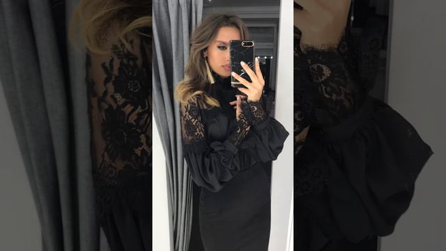 Черная кружевная блузка-боди смотреть онлайн