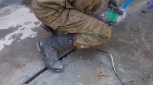 Штроборез 5 дисков в работе. Готовая штроба за один проход